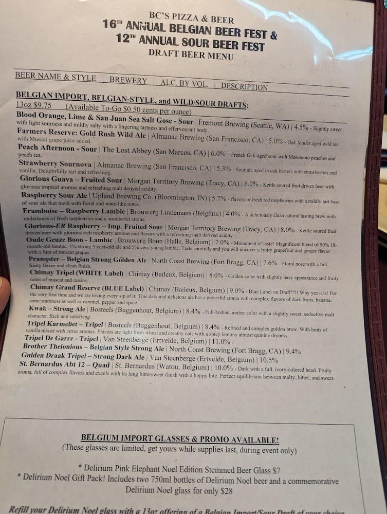 BC's Pizza & Beer Menu image 1